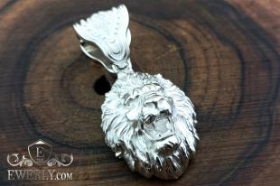 Чоловічий кулон – срібна «Голова лева», фото